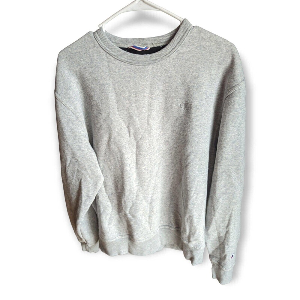 Champion Men's Gray Fleece Crew Sweatshirt with Gray Embroidered C Logo
